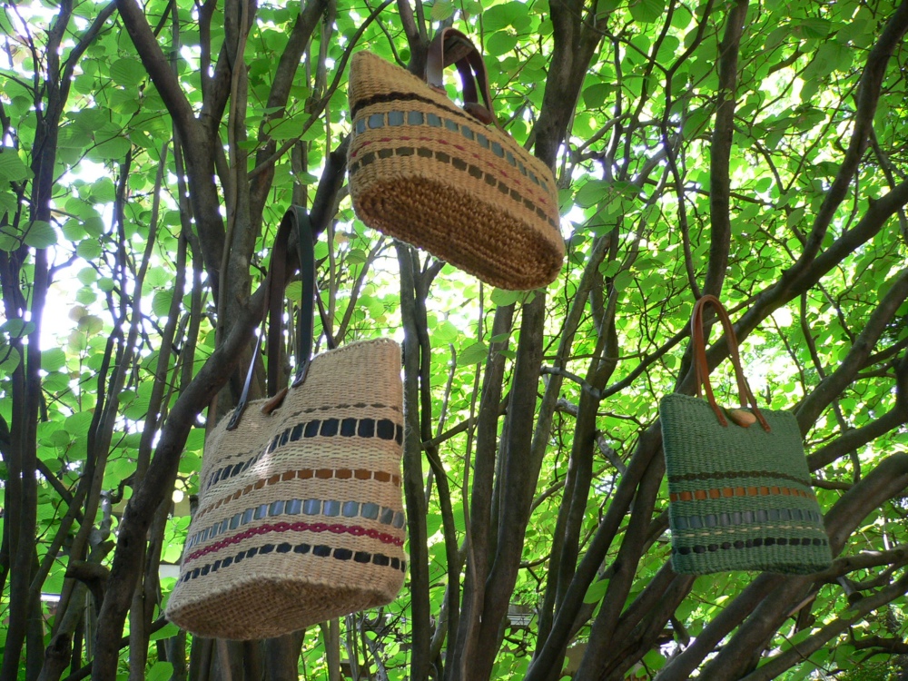 【カラーオーダー】手染め麻ひもかごバッグ　マルシェバッグ