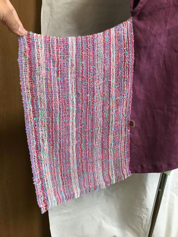 【一点物】手織りデコ斜めチュニック　パープル　 3枚目の画像