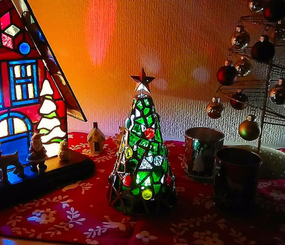 ガラスのクリスマスツリー☆LEDライト付き～再販 4枚目の画像