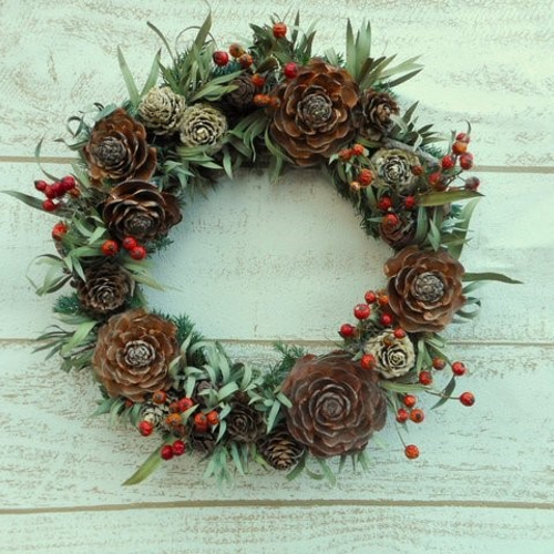 シダーローズとバラの実 Ⅱ リース Cotton Cloth 通販 8187390｜Creema