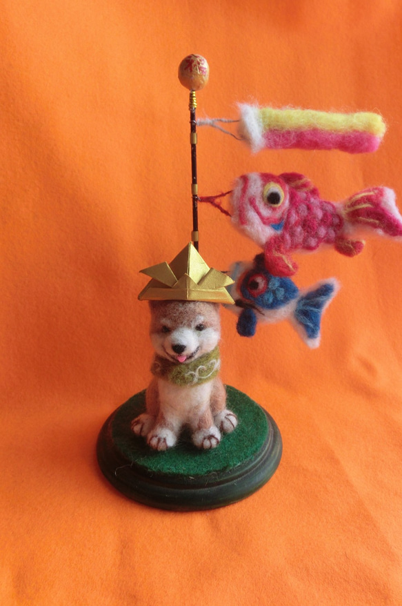 羊毛フェルト 豆柴犬 鯉のぼり 端午の節句 ハンドメイド 羊毛フェルト