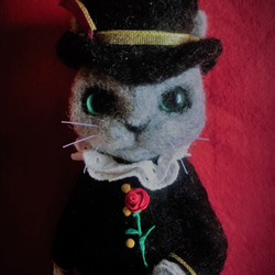 イタリア製　SATURNO サツルノ　職人のハンドメイド　ピン　シルクハット猫 0_c305f7d7eaa79f6e4c693e4e6b2d
