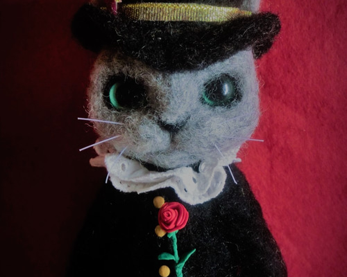 イタリア製　SATURNO サツルノ　職人のハンドメイド　ピン　シルクハット猫 イタリア製 SATURNO サツルノ 職人のハンドメイド ピン シルク