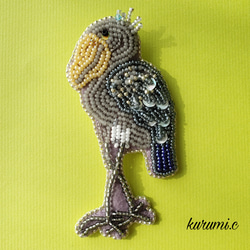 ハシビロコウのビーズ刺繍ブローチ ブローチ TAKAYO 通販