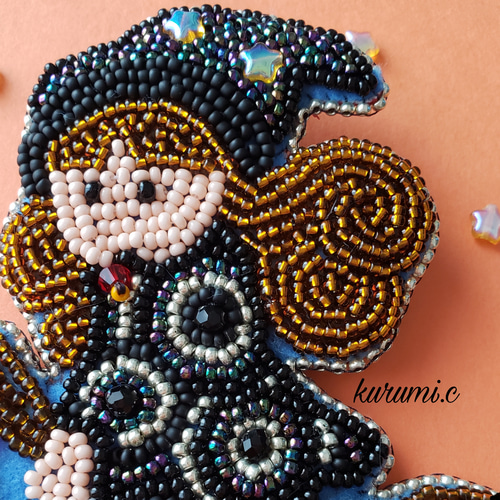 イルカメ 魔女ハット クリームソーダ ビーズ 刺繍ブローチ イルカメ 魔女ハット クリームソーダ ビーズ 刺繍ブローチ