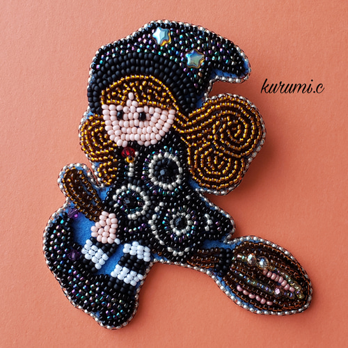イルカメ 魔女ハット クリームソーダ ビーズ 刺繍ブローチ イルカメ様 専用 魔女ハット クリームソーダ ビーズ 刺繍ブローチ