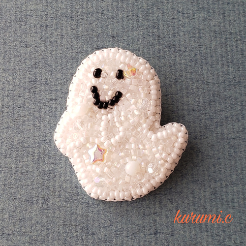 タケコブター カクテル ビーズ 刺繍 ブローチ ハンドメイド