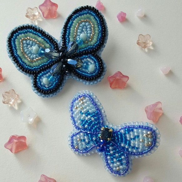 蝶のビーズ刺繍ブローチ～春はもうすぐ～ 4枚目の画像