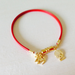 ｾﾐｶｽﾀﾑｱｲﾃﾑ☆Red leather x skull bracelet for her 1枚目の画像