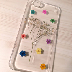 【受注製作50】iphone/スマホ 押し花ケース　本物のお花使用 2枚目の画像