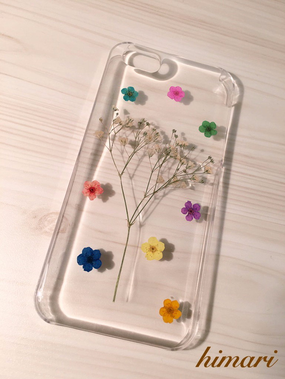【受注製作50】iphone/スマホ 押し花ケース　本物のお花使用 2枚目の画像