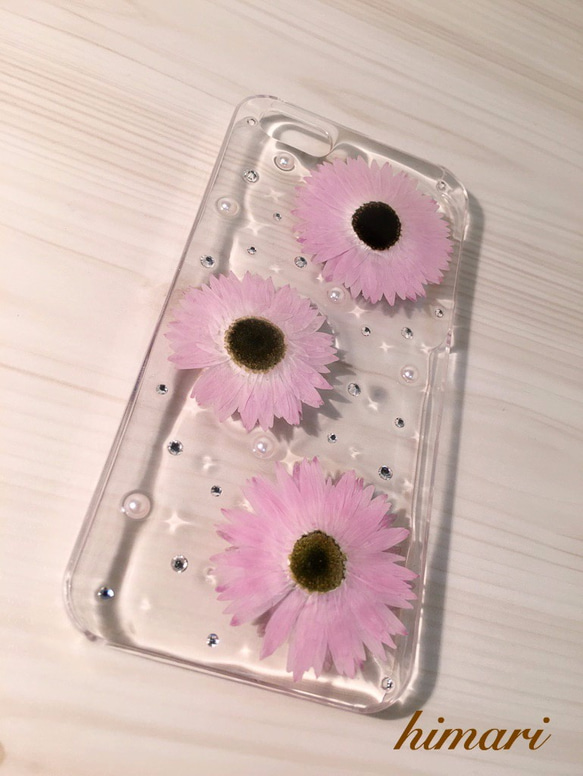 【受注製作51】iphone/スマホ 押し花ケース　本物のお花使用 2枚目の画像