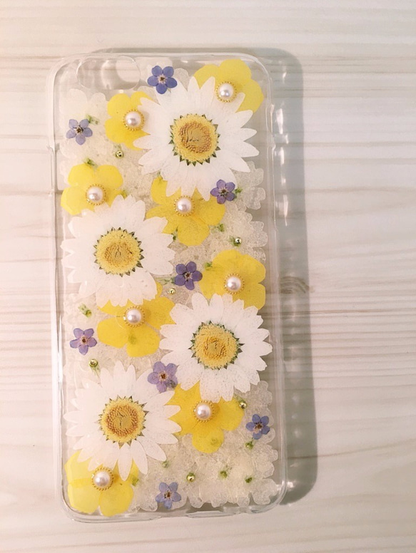 【受注製作62】iphone/スマホ 押し花ケース　本物のお花使用 2枚目の画像