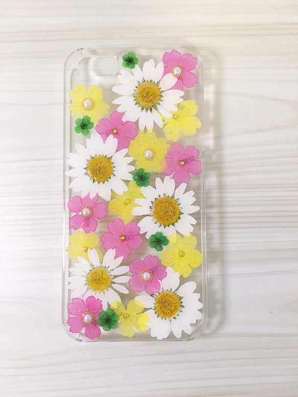 【受注製作70】iphone/スマホ 押し花ケース　本物のお花使用 1枚目の画像