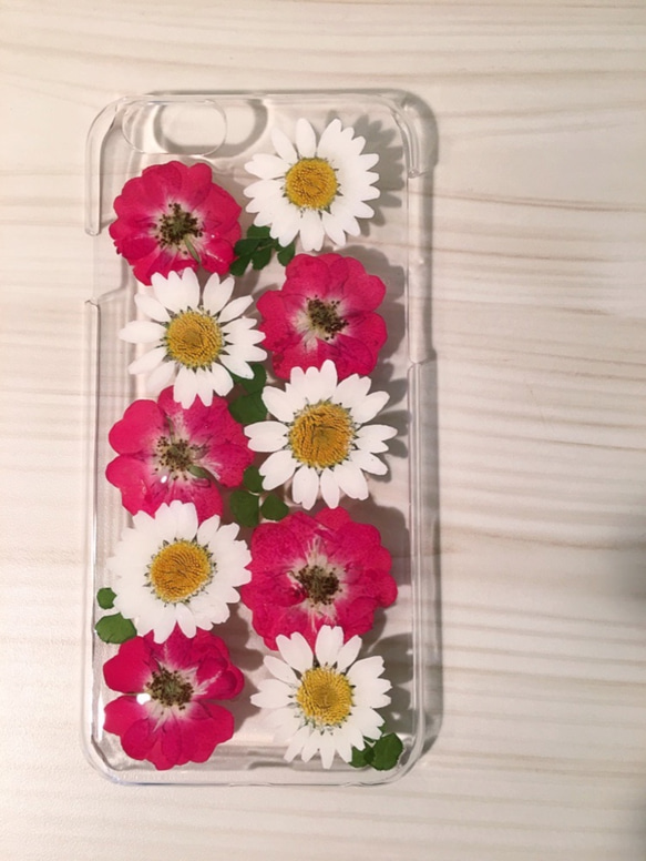 【受注製作74】iphone/スマホ 押し花ケース　本物のお花使用 2枚目の画像