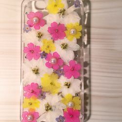 【受注製作78】iphone5/5sケース 本物のお花使用 スマホ　押し花 1枚目の画像