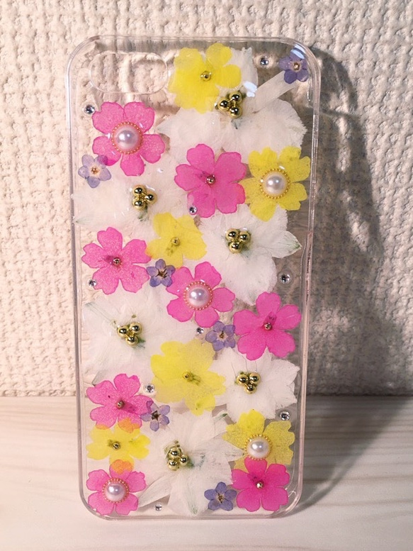 【受注製作78】iphone5/5sケース 本物のお花使用 スマホ　押し花 2枚目の画像