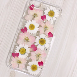 【受注製作84】iphone/スマホ 押し花ケース　本物のお花使用 1枚目の画像