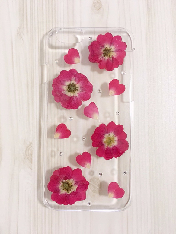 【受注製作85】iphone/スマホ 押し花ケース　本物のお花使用 2枚目の画像