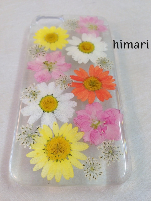 ｎ様専用【受注製作02】iPhone8 Plus 押し花ケース　本物のお花使用 3枚目の画像