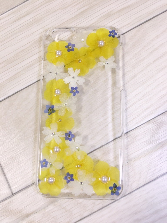 【受注製作90】iphone/Android/スマホ 押し花ケース　本物のお花使用 1枚目の画像