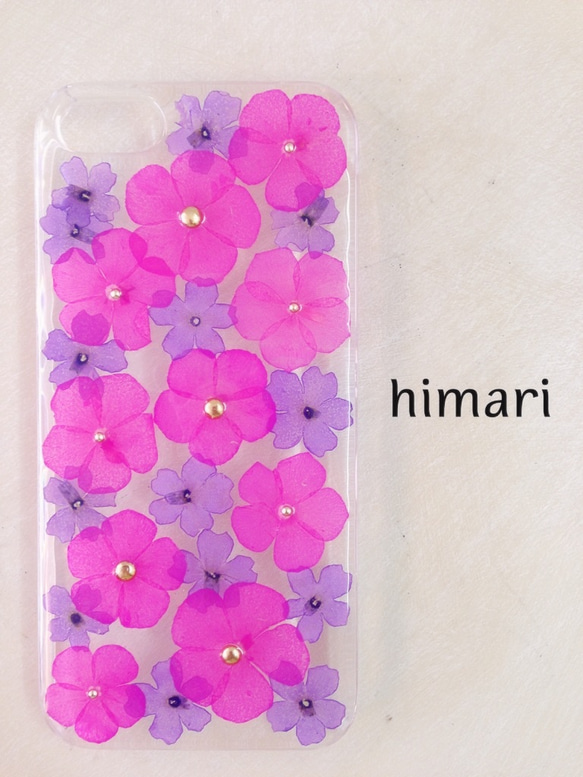 再販【受注製作08】iphone/スマホ 押し花ケース　本物のお花使用 1枚目の画像