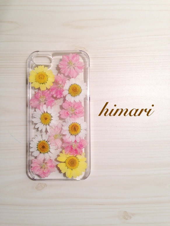 【受注製作21】iphone/スマホ 押し花ケース　本物のお花使用 2枚目の画像