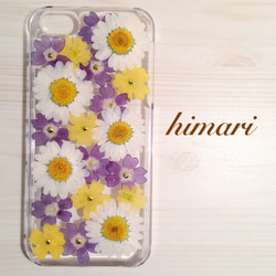 再販【受注製作27】iphone5/5sケース 本物のお花使用 スマホ 2枚目の画像