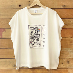 『ありんす』オリジナルイラスト レディース ワイド 手刺繍Tシャツ 1枚目の画像