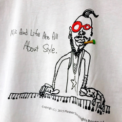 「キーボードおじさん」オリジナルイラスト 手刺繍 Tシャツ 2枚目の画像