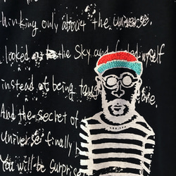 「みの吉的宇宙誕生説」オリジナルイラスト レディースワイド 手刺繍 Tシャツ 2枚目の画像