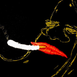 「バナナ」オリジナルイラスト レディースワイド 手刺繍 Tシャツ 2枚目の画像