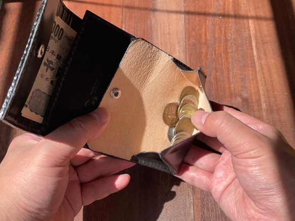 珍しいアナコンダ使用のカードサイズのミニ財布 6枚目の画像