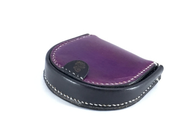 馬蹄型小銭入れツートンカラー（紫×黒） 1枚目の画像