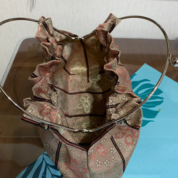 和服　着物用バッグ　畳ヘリのがま口風バッグ 4枚目の画像