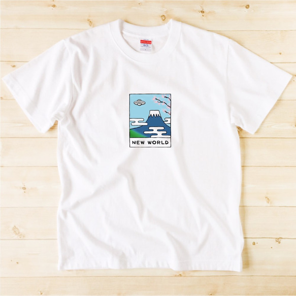 『日本とUFO/四角枠』tシャツ / メンズ レディース 大人サイズ あります 2枚目の画像