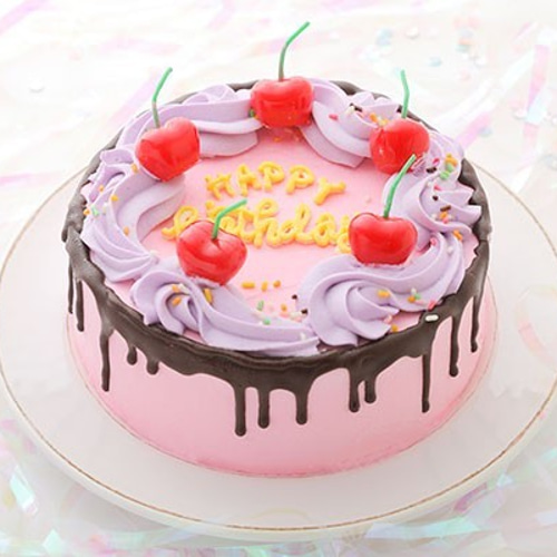 サクランボキャンドルの生クリームデコレーショピンクショコラ【韓国風