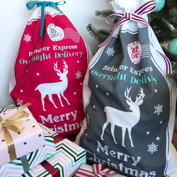 グレー＊クリスマス＊プレゼント袋＊サンタクロースプレゼント袋＊Christmas Sack＊ 3枚目の画像