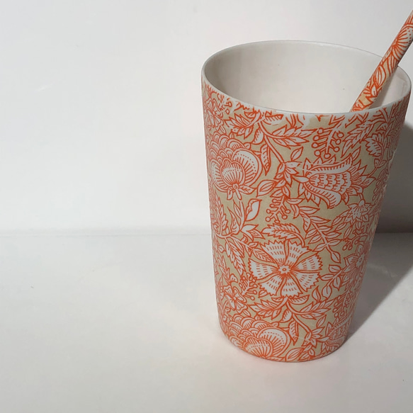 白磁の薄〜いカップと陶製ストロー　Art Flower 7枚目の画像