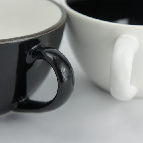 2個セット スープカップ ツートンカラー白黒 美濃焼 お椀