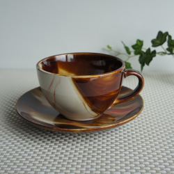 カップ＆ソーサー マーブル飴赤 ティーカップ 佐橋製陶所 sahashi