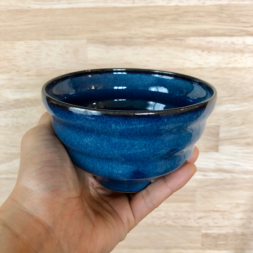 マルチボール モクモク雲 藍色 赤茶 グレー 艶おりべ 美濃焼 茶碗
