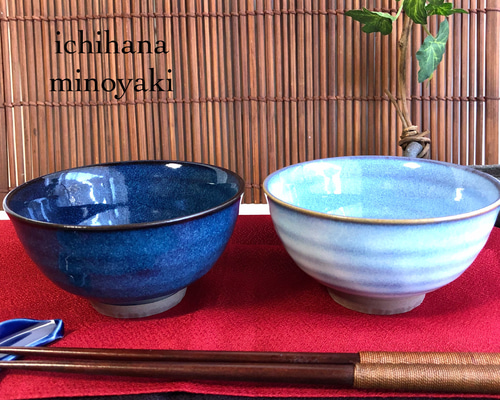 藍色の大きめ茶碗　20客セット 藍色十草 茶碗 | ゼネラルストア オルネ
