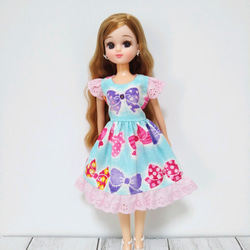 22cmドール服 リアルクローズ♡ホワイトブラウスとラベンダーギャザー