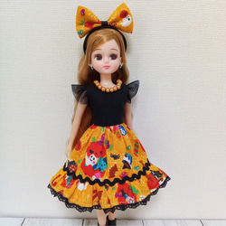 22cmドール服 リアルクローズ♡ホワイトブラウスとラベンダーギャザー