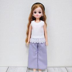 22cmドール服 リアルクローズ♡ホワイトブラウスとラベンダーギャザー