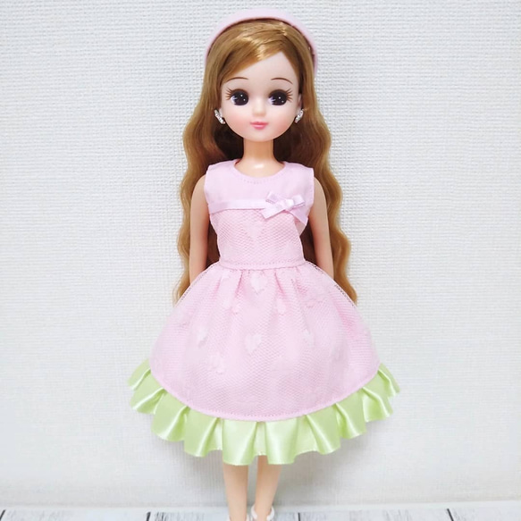 L2421 リカちゃん ブライス ハンドメイド 服 ピンクチェック