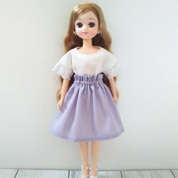 22cmドール服 リアルクローズ♡ホワイトブラウスとラベンダー