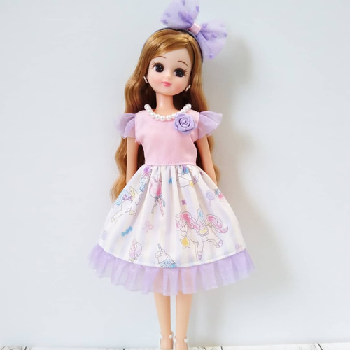22cmドール服 ゆめかわ♡ユニコーンワンピース リカちゃん服