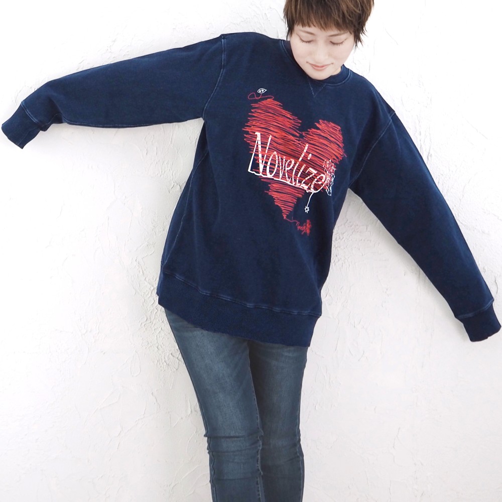 【新作】おとなのデニムトレーナー　*LOVE-Tee*　＊インディゴブルー＊